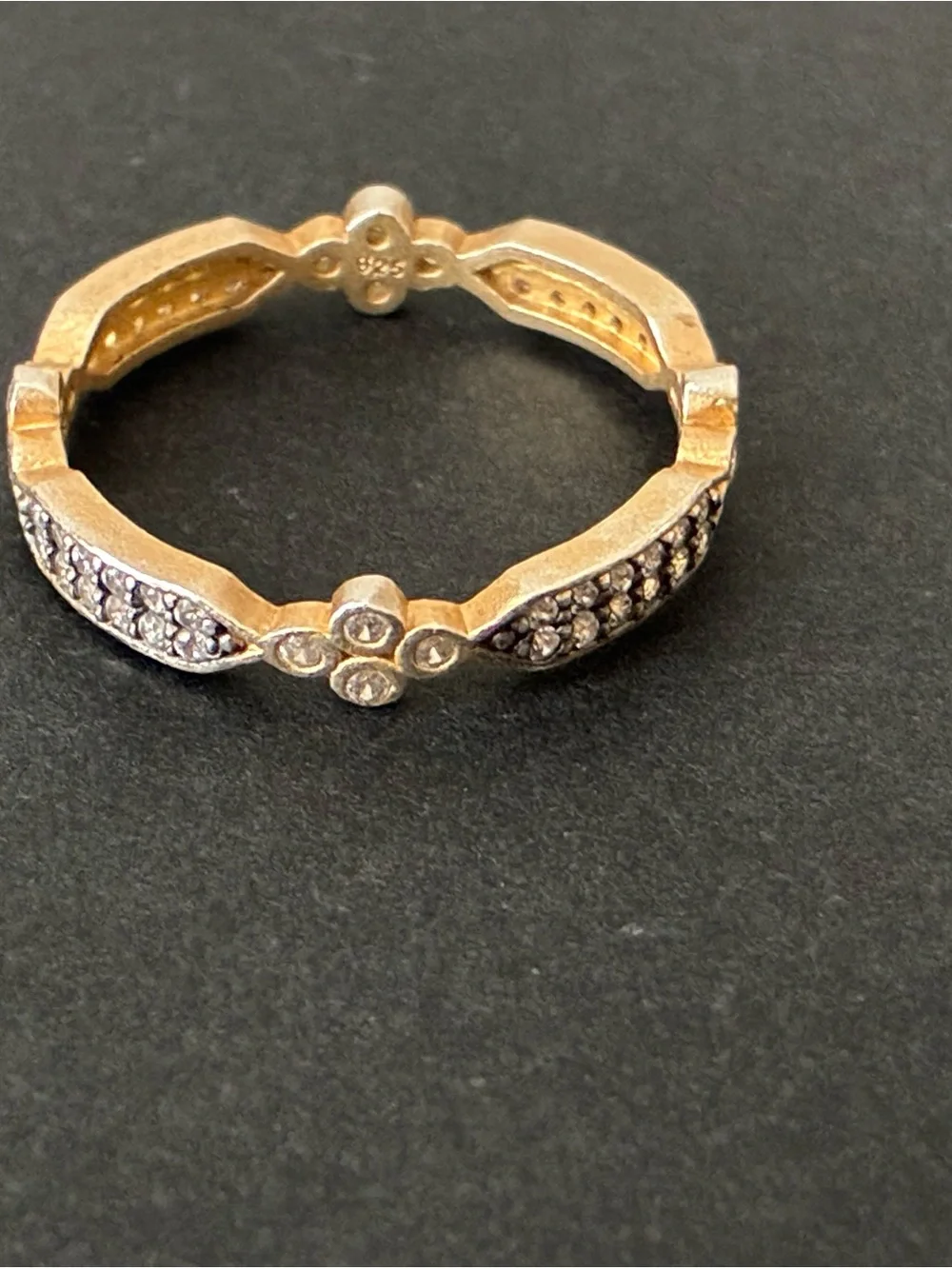 Sterling Silver Floral Pavé Stackable Ring - Freida Rothman Sz9